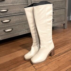 Seychelles Off White Tall Leather Boots